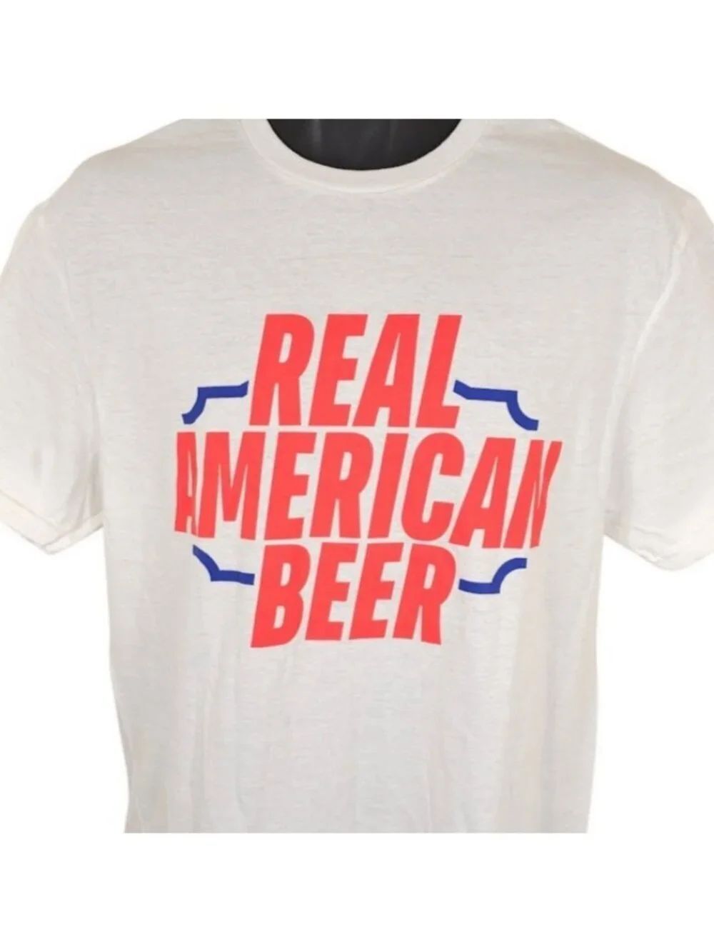 Real American Beer T Shirt Mens Size Medium White Hulk Hogan Breweriana Promo